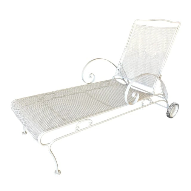 Mid-Century Iron Mesh Outdoor/Patio Chaise Lounge by Woodard, 2 Available - 2