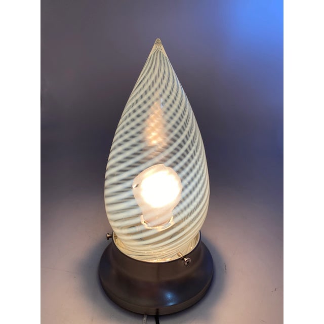 1960s Vintage Opalescent Swirl Glass Teardrop Bullet Ceiling Light Shade/ Globe With Silver Fitter - 2