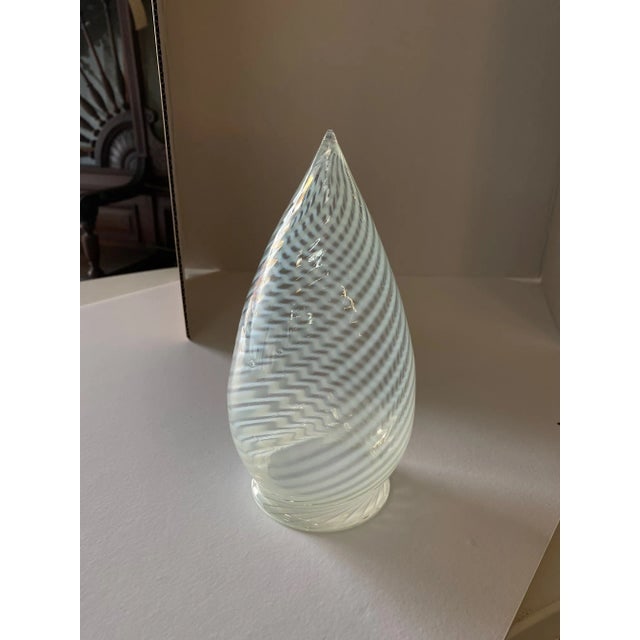 1960s Vintage Opalescent Swirl Glass Teardrop Bullet Ceiling Light Shade/ Globe With Silver Fitter - 3