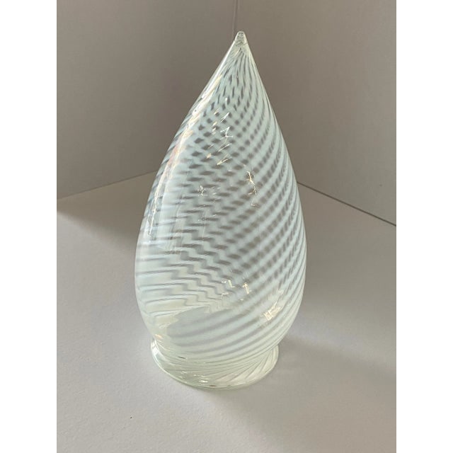 1960s Vintage Opalescent Swirl Glass Teardrop Bullet Ceiling Light Shade/ Globe With Silver Fitter - 4