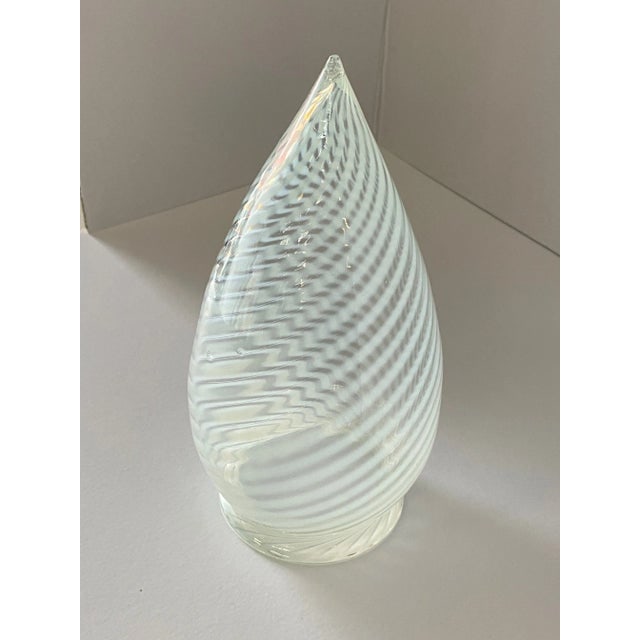1960s Vintage Opalescent Swirl Glass Teardrop Bullet Ceiling Light Shade/ Globe With Silver Fitter - 5
