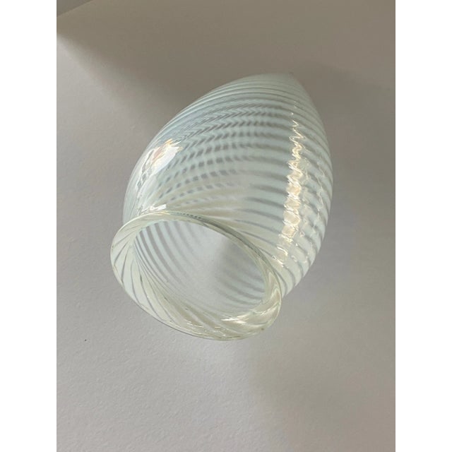 1960s Vintage Opalescent Swirl Glass Teardrop Bullet Ceiling Light Shade/ Globe With Silver Fitter - 6