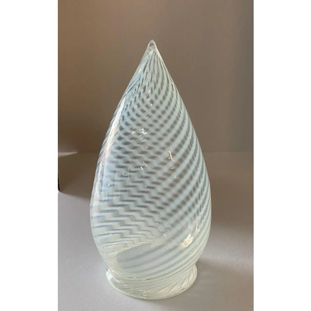 1960s Vintage Opalescent Swirl Glass Teardrop Bullet Ceiling Light Shade/ Globe With Silver Fitter - 7
