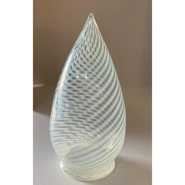 1960s Vintage Opalescent Swirl Glass Teardrop Bullet Ceiling Light Shade/ Globe With Silver Fitter - 8