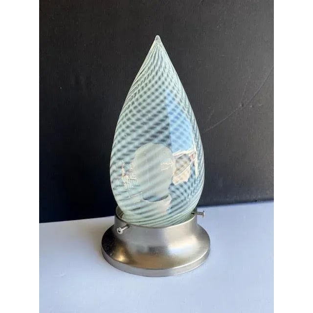 1960s Vintage Opalescent Swirl Glass Teardrop Bullet Ceiling Light Shade/ Globe With Silver Fitter - 9