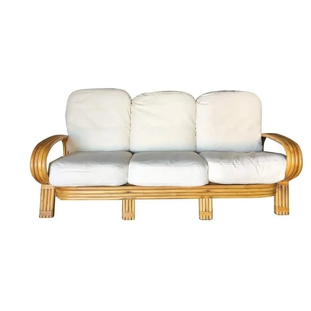 Restored 1950s Quad Pole "R" Arm 3 Seat Rattan Sofa - 2
