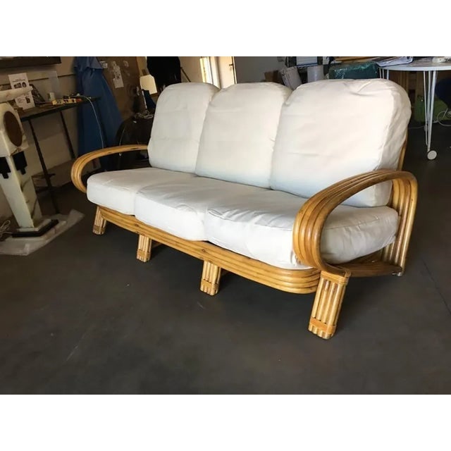 Restored 1950s Quad Pole "R" Arm 3 Seat Rattan Sofa - 4