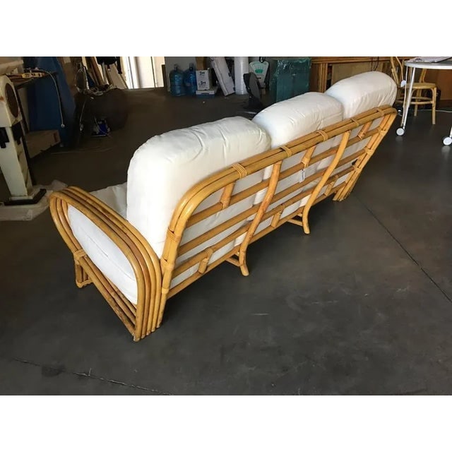 Restored 1950s Quad Pole "R" Arm 3 Seat Rattan Sofa - 5