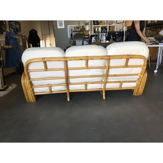 Restored 1950s Quad Pole "R" Arm 3 Seat Rattan Sofa - 7