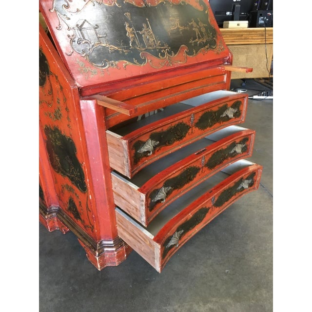 Hollywood Regency Secretary Desk Secretaire Bookcase W/ Chinese Motif - 10