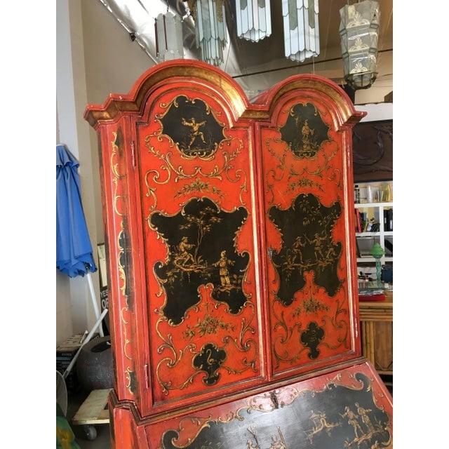 Hollywood Regency Secretary Desk Secretaire Bookcase W/ Chinese Motif - 8