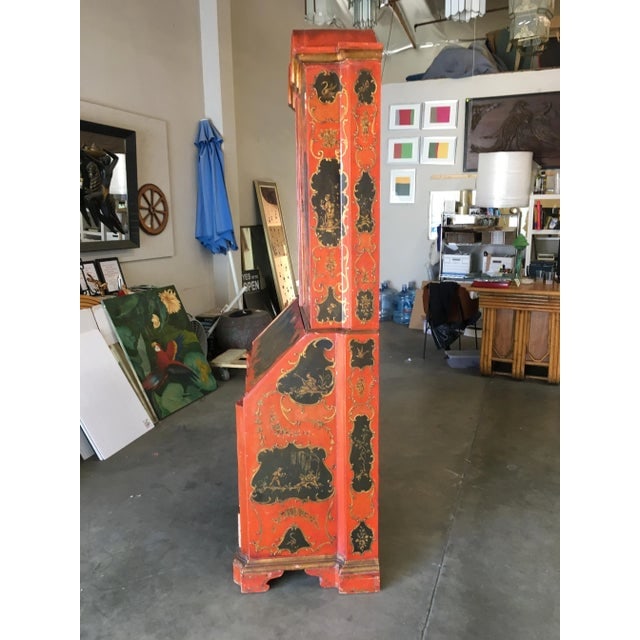 Hollywood Regency Secretary Desk Secretaire Bookcase W/ Chinese Motif - 9