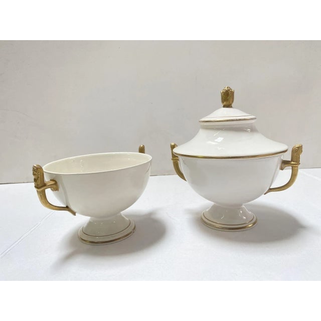 1910's Italian Ivory and Gold Sugar Holders/ Bowls With Lid- Set of 2 - 3