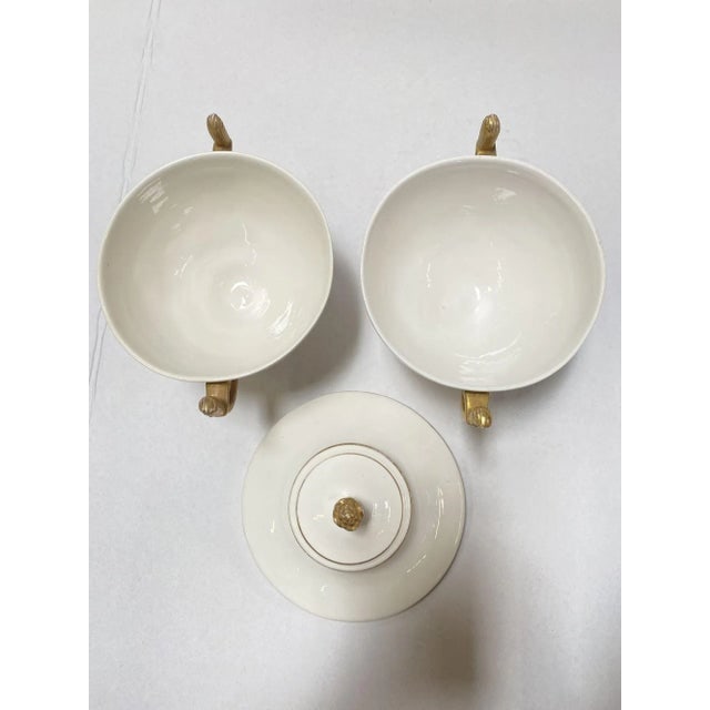 1910's Italian Ivory and Gold Sugar Holders/ Bowls With Lid- Set of 2 - 4