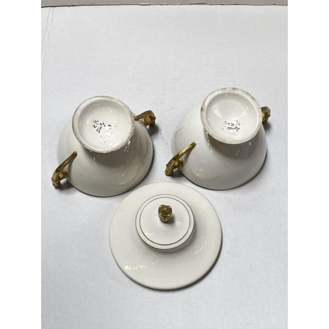 1910's Italian Ivory and Gold Sugar Holders/ Bowls With Lid- Set of 2 - 6