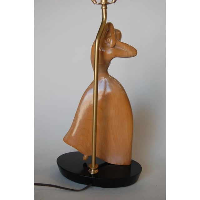 Female Figural Dancer Carved Oak Table Lamp in the Style of Jascha Heifetz - 5