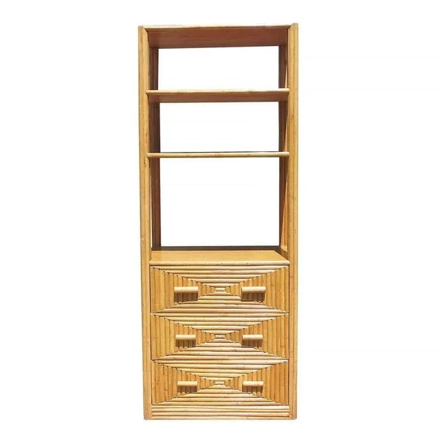 1950s Restored Rattan & Mahogany Display Curio Cabinet Etagere - 2