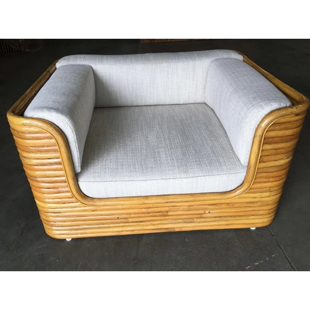 1970s Restored Full Stacked Rattan Lowboy Lounge Chair - 3