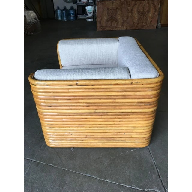 1970s Restored Full Stacked Rattan Lowboy Lounge Chair - 5