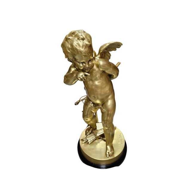 Restored Cherub Sculpture "Le Petit Malin" by Benoit Rougelet Converted Lamp - 4