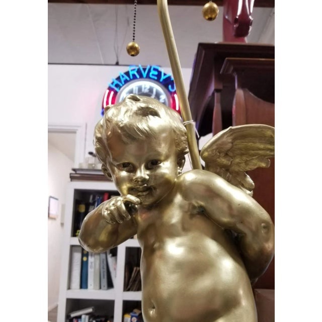 Restored Cherub Sculpture "Le Petit Malin" by Benoit Rougelet Converted Lamp - 8