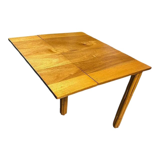 1950s Ratten 3 Gate Leg Drop Leaf Sewing Table W/ Mahogany Top (1 of 6)