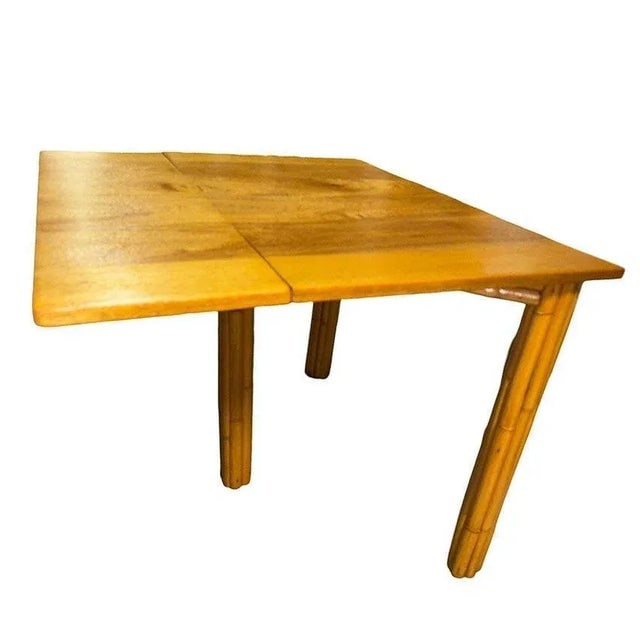 1950s Ratten 3 Gate Leg Drop Leaf Sewing Table W/ Mahogany Top - 2