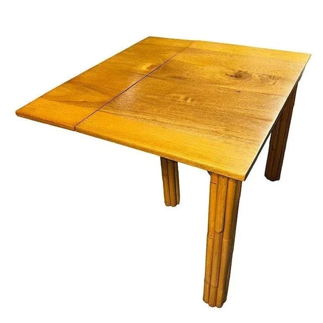 1950s Ratten 3 Gate Leg Drop Leaf Sewing Table W/ Mahogany Top - 3