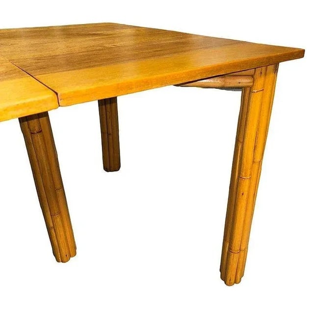1950s Ratten 3 Gate Leg Drop Leaf Sewing Table W/ Mahogany Top - 5