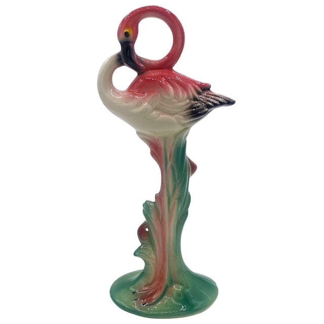 1940s Mid-Century Pink Flamingo Ceramic Tabletop Statue Set by Brad Kealer, 2 Pieces - 11