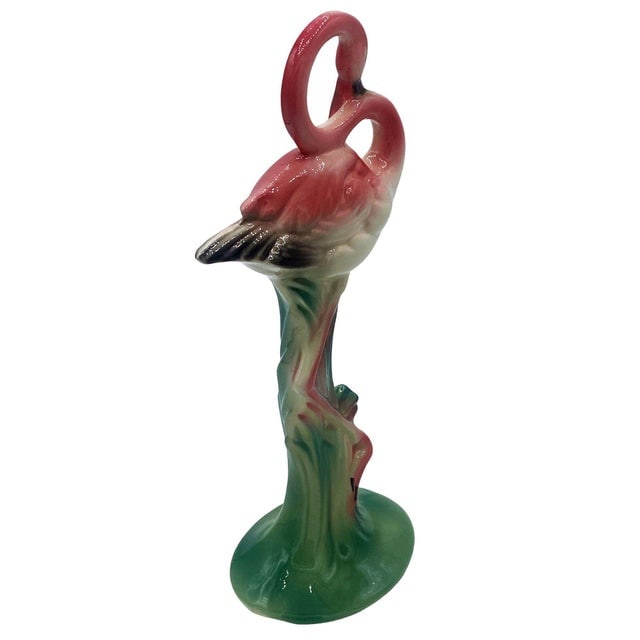 1940s Mid-Century Pink Flamingo Ceramic Tabletop Statue Set by Brad Kealer, 2 Pieces - 12