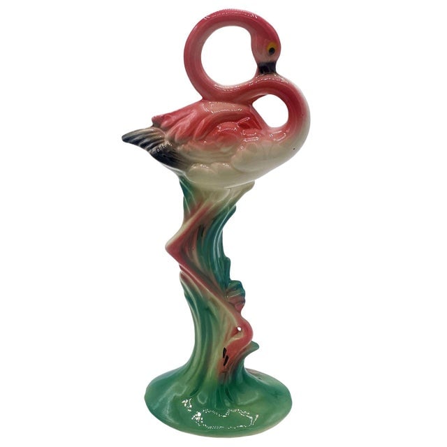 1940s Mid-Century Pink Flamingo Ceramic Tabletop Statue Set by Brad Kealer, 2 Pieces - 13