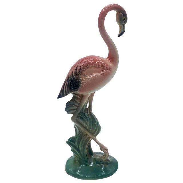 1940s Mid-Century Pink Flamingo Ceramic Tabletop Statue Set by Brad Kealer, 2 Pieces - 2