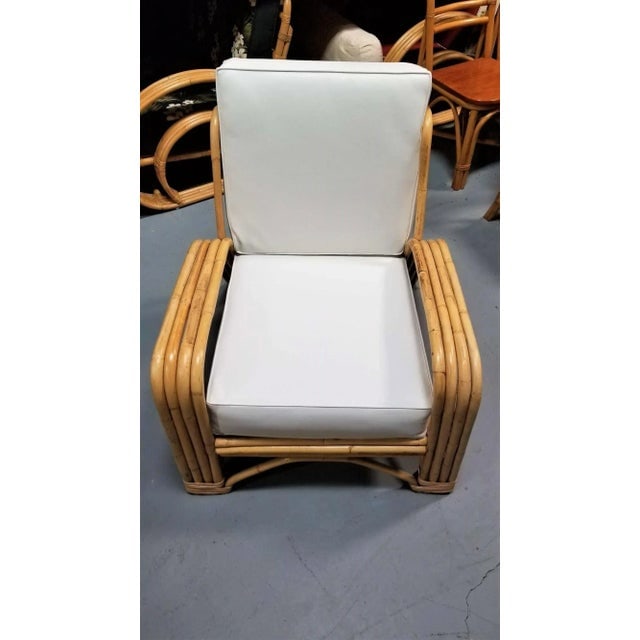 Restored 4-Strand Staple Arm Rattan Lounge Chair by Paul Laszlo - 2