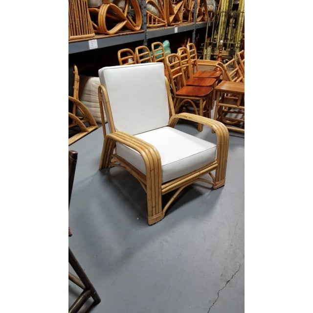 Restored 4-Strand Staple Arm Rattan Lounge Chair by Paul Laszlo - 3