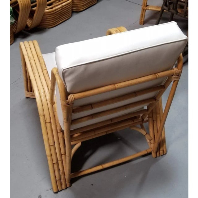 Restored 4-Strand Staple Arm Rattan Lounge Chair by Paul Laszlo - 4