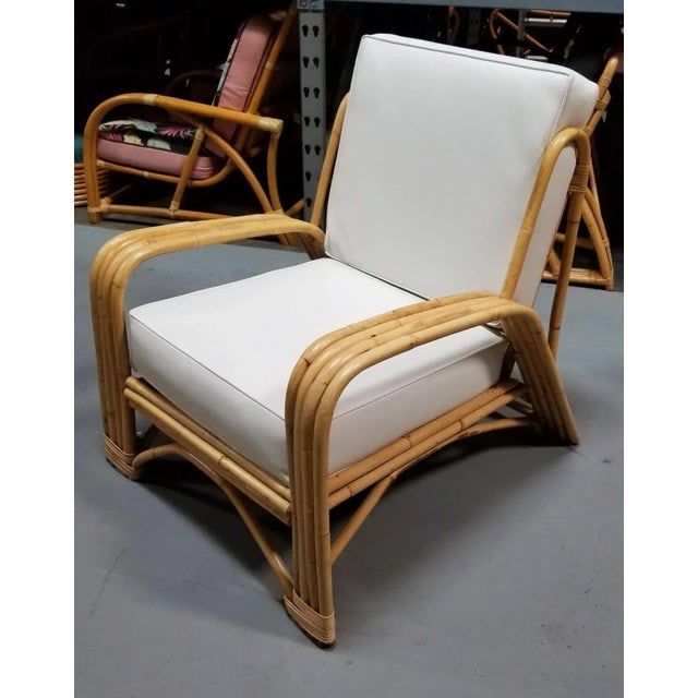 Restored 4-Strand Staple Arm Rattan Lounge Chair by Paul Laszlo - 5