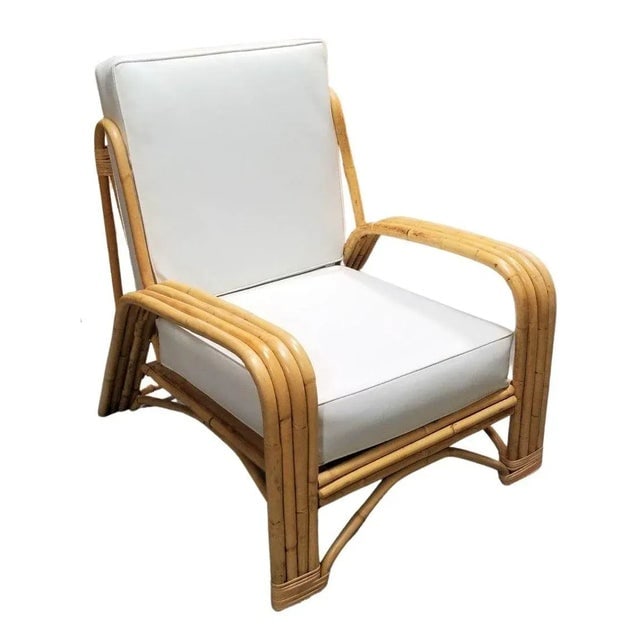Restored 4-Strand Staple Arm Rattan Lounge Chair by Paul Laszlo - 6