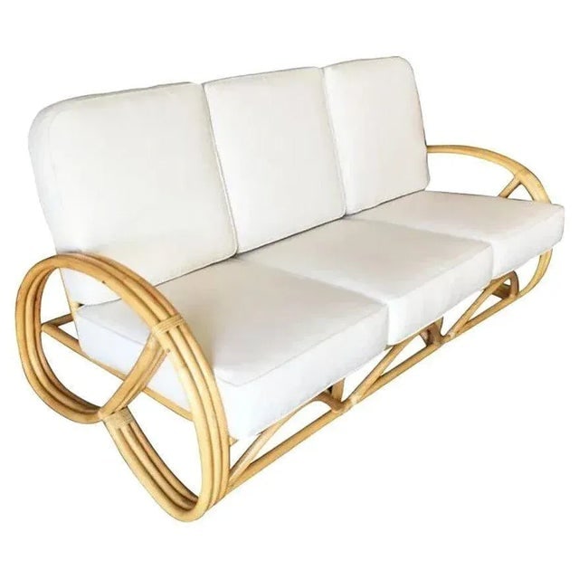 Restored Three-Strand 3/4 Pretzel Arm Rattan 3-Seater Sofa - 10