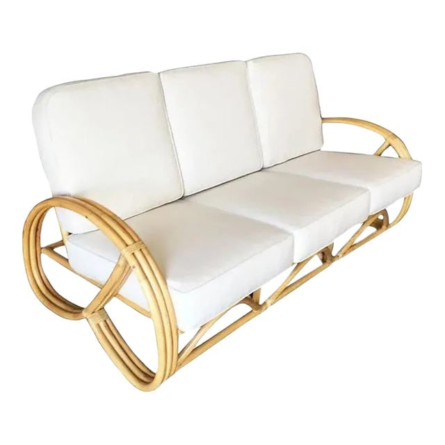 Restored Three-Strand 3/4 Pretzel Arm Rattan 3-Seater Sofa (1 of 10)