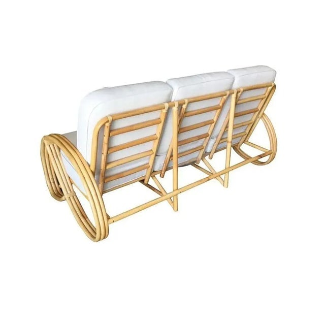 Restored Three-Strand 3/4 Pretzel Arm Rattan 3-Seater Sofa - 3