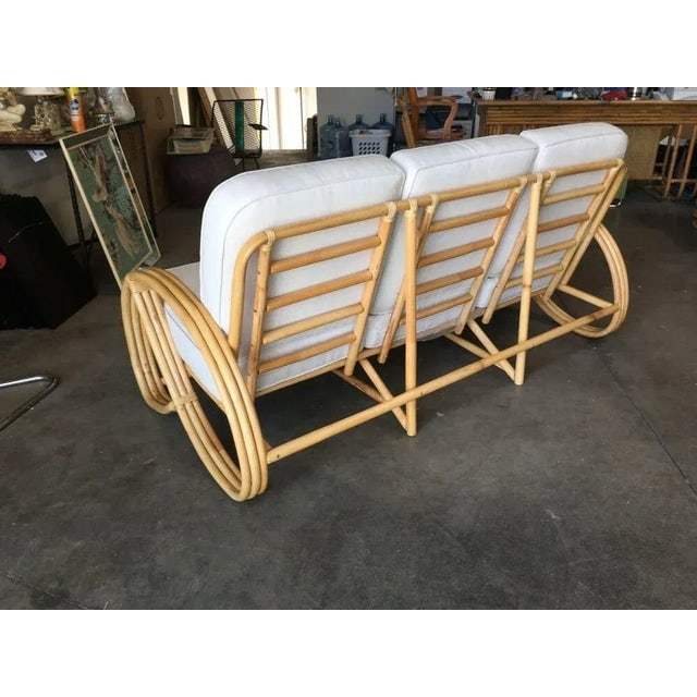 Restored Three-Strand 3/4 Pretzel Arm Rattan 3-Seater Sofa - 4