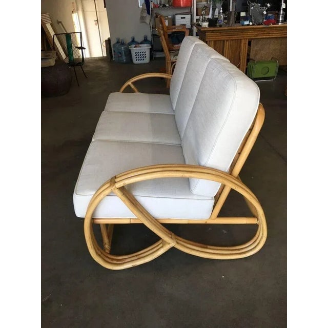 Restored Three-Strand 3/4 Pretzel Arm Rattan 3-Seater Sofa - 5