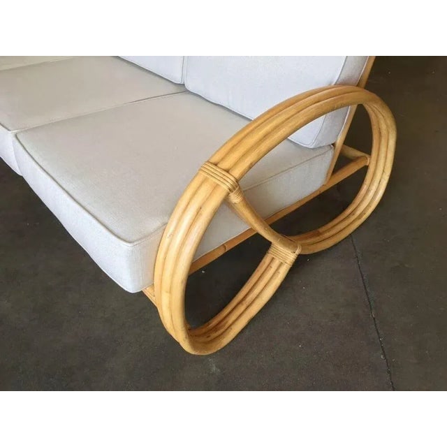 Restored Three-Strand 3/4 Pretzel Arm Rattan 3-Seater Sofa - 6