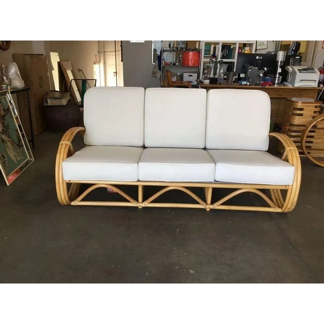 Restored Three-Strand 3/4 Pretzel Arm Rattan 3-Seater Sofa - 8