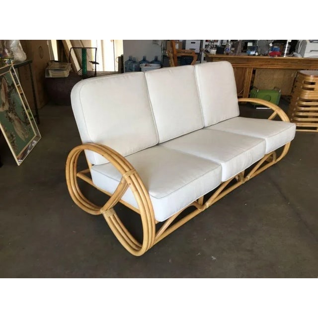 Restored Three-Strand 3/4 Pretzel Arm Rattan 3-Seater Sofa - 9