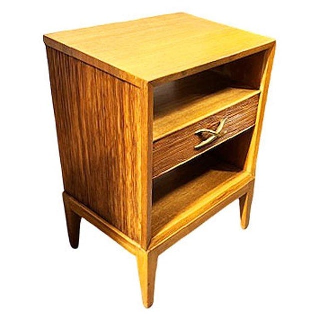 Mid 20th Century Restored Paul Frankl Combed Wood Bedside Table for Brown Saltman, Pair, Attributed - 2