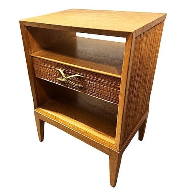 Mid 20th Century Restored Paul Frankl Combed Wood Bedside Table for Brown Saltman, Pair, Attributed - 3