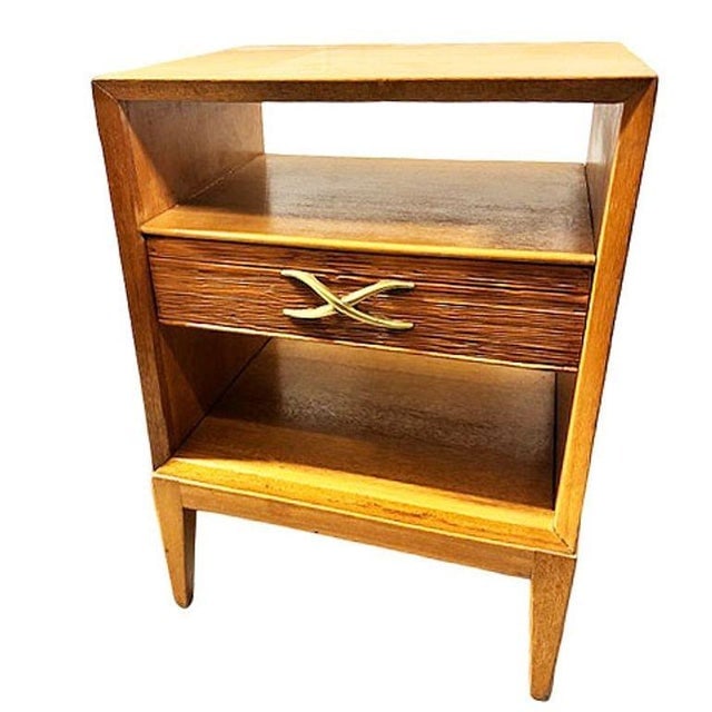 Mid 20th Century Restored Paul Frankl Combed Wood Bedside Table for Brown Saltman, Pair, Attributed - 4