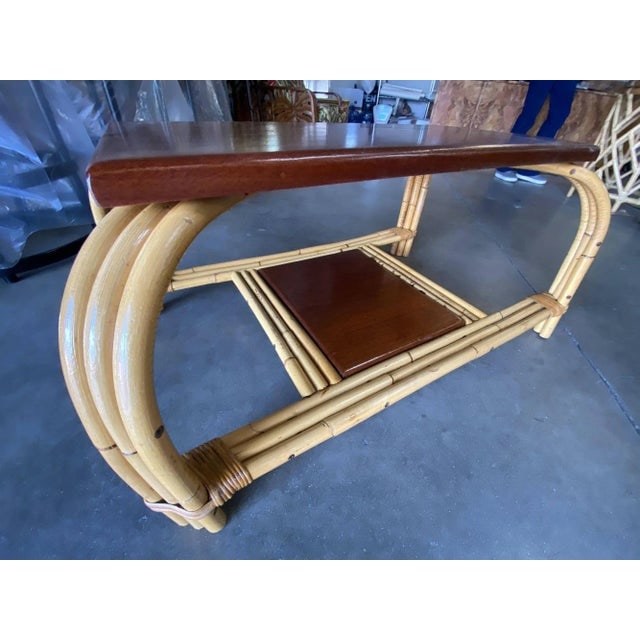 Restored Rattan & Mahogany "Grasshopper" Cocktail Table - 11